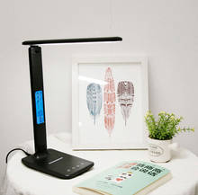 LED Desk Lamp QI Wireless Charging, With Calendar Temperature Alarm Clock Eye Protection Reading Lamp Desk Lamp US EU Plug 2024 - buy cheap