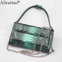 Alirattan Fashion Clutch Brand Genuine Leather Handbag Women Crocodile Pattern Shoulder Crossbody Messenger Clutch Chain Purse 2024 - buy cheap