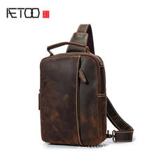 AETOO Leather men's chest bag, large-capacity first layer cowhide shoulder bag, retro crazy horse leather men's bag 2024 - buy cheap