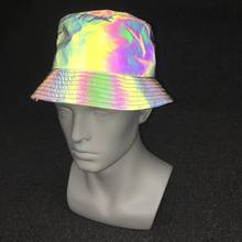 Sombrero de pescador reflectante para hombre y mujer, gorro de pescador colorido, hip hop, unisex 2024 - compra barato
