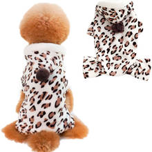 Mono con capucha de leopardo suave y cálido para mascotas, Pijama de terciopelo de franela para cachorros y gatos, ropa de dormir para perros pequeños, abrigo Chiwawa Pug XXL 2024 - compra barato