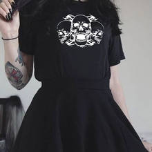 Camiseta con estampado de calavera de Horror para mujer, ropa holgada de estilo Grunge, Harajuku vintage, informal, de manga corta, gótica, punk 2024 - compra barato