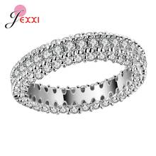 Anillos de boda de 3 filas para mujer, de Plata de Ley 925, AAAAA, Cz, piedra de declaración, joyería de fiesta nupcial, regalo, anillos de cristal 2024 - compra barato