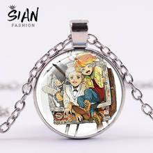 SIAN Anime The Promised Neverland Necklace Emma Norman Ray Cartoon Figure Collect Glass Round Pendant Cosplay Silver Color Chain 2024 - buy cheap