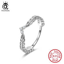Orsa jewels, anéis de prata esterlina real, anéis empedrados, coração, zircônia cúbica, formato de folha, joias para casamento, osr121 2024 - compre barato