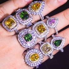 2020 кольцо с цветным бриллиантом cz из стерлингового серебра 925 пробы, роскошные обручальные кольца для женщин, вечерние свадебные аксессуары 2024 - купить недорого