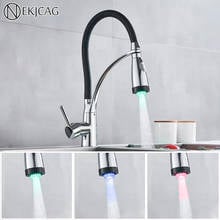 LED Chrome  Kitchen Sink Faucet Single Handle 360 Rotate Pull Out Sprayer Deck Mount Hot Cold Mixer Kitchen Crane 2024 - buy cheap