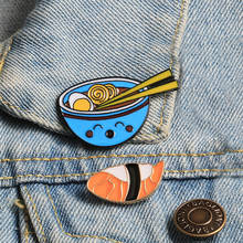 Japanese Cuisine Lunch Noodle Food Roll Salmon Brooch Enamel Pin Jacket Backpack Bag Reflective Pin Badge Fashion Children Gift 2024 - buy cheap