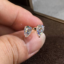 Luxury Crystal Stone Cute Bridal Earrings Pear Cut White Zircon Wedding Earrings Charm Gold Silver Color Stud Earrings For Women 2024 - buy cheap