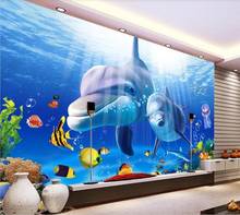 Any Custom European Style 3D Blue ocean dolphin Wallpaper Living Room TV Backdrop Wall Mural Luxury Home Decor Wall Papers 2024 - buy cheap