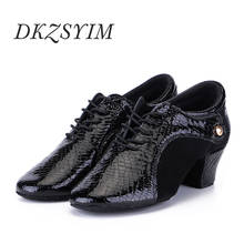 DKZSYIM-zapatos de baile latino para hombre, calzado de piel auténtica, Tango de salón de alta calidad, zapatos de baile modernos, con cordones, color negro 2024 - compra barato