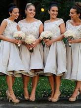 Vintage Short Lace Bridesmaid Dresses A-Line Princess cap Sleeves Knee-Length Bridesmaid Dress for Wedding Party 2024 - buy cheap