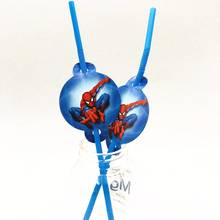 10pcs spiderman party supplies Theme Party Decoration Disposable Tableware Drinking Straws birthday party spiderman 2024 - buy cheap