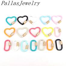 6Pcs, Enamel Heart Oval Punk Jewelry Components Clasps,Zircon Screw Clasps Connector Pendant Necklace Jewelry DIY Making 2024 - buy cheap
