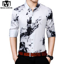 Miacawor camisa masculina casual, camisa com estampa colorida, de manga longa, slim fit c705 2024 - compre barato