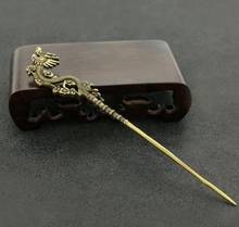 Copper Statue Collection Retro Chinese Brass Carved Animal Zodiac Dragon Hairpin Exquisite Small Statues 2024 - buy cheap