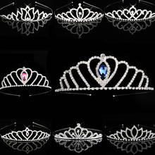 Blue Princess Tiaras Crowns Headband Kids Girls Show Bridal Prom Bride Bridesmaid Gift Wedding Party Accessiories Hair Jewelry 2024 - buy cheap
