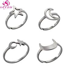 Gothic Fashion Stainless Steel Moon Star Ring Punk Ladies Girl Bride Gold Jewelry Ring Wedding Engagement Jewelry бижутерия панк 2024 - buy cheap