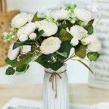 1 Bouquet 5 Heads Pink Silk Rose Artificial Flowers Fashion Beautiful Peony Wedding Party Decor White Rose Flower Home DIY Decor 2024 - buy cheap