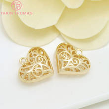 4 Uds. De colgantes de amuletos de corazón de Latón chapado en oro champán de 24K, accesorios de joyería Diy de alta calidad, 18x16MM 2024 - compra barato