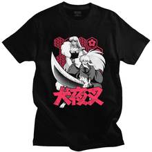 Fashion Inuyasha T Shirt Men Short Sleeve Soft Cotton Anime Tee Top Sesshoumaru Higurashi Kagome T-shirt Cartoon Tshirt Clothing 2024 - buy cheap