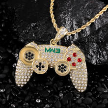 Hip Hop  Iced Out Game Controller Handle Pendant Necklace for Women Men Gold Colour Crystal Rhinestone Jewelry chain Necklaces 2024 - buy cheap