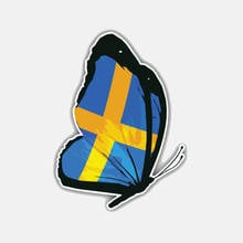 Cartoon Car Stickers Sweden Butterfly Flag Accessories Waterproof Bumper Boot Motorcycle Decals PVC 12cm X 9cm 2024 - buy cheap