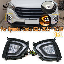 PMFC 1Pair DRL LED Daytime Running Light Fog Lamp With Yellow Turn Signal Lamp For Hyundai Creta IX25 2017 2018 2019 2020 2024 - buy cheap