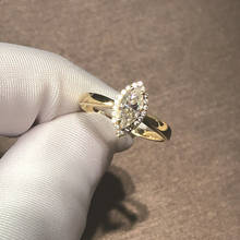 Inbeaut-anillo de oro amarillo de 18 quilates, anillo de moissanita de 1 quilate, caballo en forma de ojo, Diamante de corte excelente 2024 - compra barato