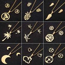 Oly2u Stainless Steel Jewelry Sets for Women Men Cute Moon Rabbit Cross Coconut Tree Necklace Earrings Set Best Freind Gift 2024 - buy cheap