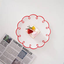 Plato de pastel de encaje en relieve creativo, plato grande de cerámica Simple para el hogar, platos de fruta y ensalada, plato de suma 2024 - compra barato