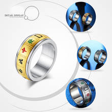 Chinese Mahjong rings mens stainless steel fashion Rotatable ring large Steel Delicate rings gold Steampunk mens Accessories 2024 - buy cheap
