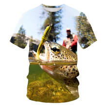 Лето 2021, модная мужская футболка с 3D принтом животного мира, трендовая футболка с коротким рукавом и принтом рыбы и обезьяны 2023 - купить недорого