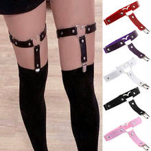 NEW 6 Colors Sexy Women Elastic Garter Belt Harness Punk Gothic PU Leather Heart Leg Ring Suspenders 2024 - buy cheap