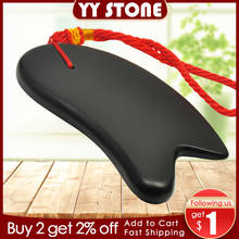 Bian stone massage guasha stone headache relief Massage Guasha plate beauty face tool Natural Black Bian Stone health care 2024 - buy cheap