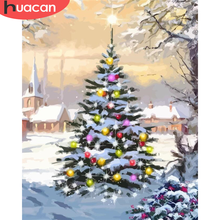 HUACAN-pintura por número de árbol, lienzo de dibujo de árbol pintado a mano, arte artesanal, Kits de decoración para el hogar, regalo de Navidad 2024 - compra barato