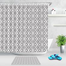 Moroccan Trellis Gray Shower Curtains Geometric Patterns Waterproof Polyester Fabric Bathroom Curtain Bath Screen Decor With Mat 2024 - buy cheap