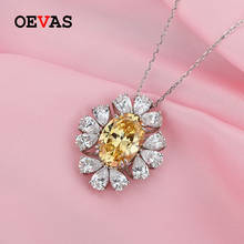 OEVAS 100% 925 Sterling Silver Sparkling 10*14mm Topaz High Carbon Diamond Flower Pendant Necklace Wedding Party Fine Jewelry 2024 - buy cheap