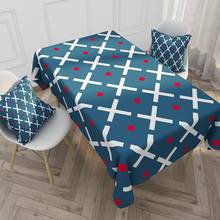 Rectangular Tablecloth Red Blue Grid Stripes stain Table Cloth Waterproof oilcloth Cotton Linen Table cover For home kitchen 046 2024 - buy cheap