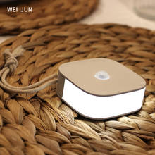 Luz LED nocturna con Sensor de movimiento, lámpara inalámbrica con Sensor infrarrojo para el cuerpo humano, para armario de cocina, pasillo y escalera, con USB 2024 - compra barato