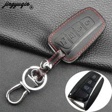 jingyuqin Genuine Leather 4Button Keyless Entry Smart Key Case Cover For Hyundai SantaFe/Equus/Azera/Genesis L110 2024 - buy cheap