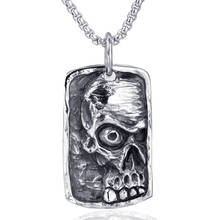 Stainless Steel Vintage Skull Mummy Punk Rock Dog Tag Pendant Necklace Jewelry Gift with 60cm Chain Best Biker Gift 2024 - buy cheap