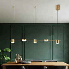 Pós moderno de ouro/preto led lustre sala jantar longo pingente lâmpada nordic bar coffee shop casa deco iluminação pendurado luminárias