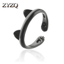 ZYZQ Personality Cute Kitty Shaped Open Rings Silver Plated Birthday New Year's Gift Accessories Middle Finger Rings For Women 2024 - buy cheap
