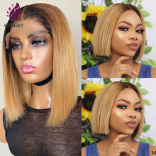 Straight Short Bob 13x6 Lace Front Human Hair Wigs Remy Brazilian Wigs 180% Ombre Blonde Bob Wigs Lace Frontal Wigs For Women 2024 - buy cheap