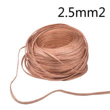 Alambre trenzado de cobre de 10 metros, 2,5 mm2, hilo tejido, cinta de cobre desnuda, cable de tierra, tira plana de cobre estañado Flexible 2024 - compra barato