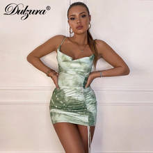 Dulzura tie dye drawstring ruched women mini dress strap stacked elegant bodycon sexy streetwear party club 2020 summer slim 2024 - buy cheap