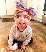 Faixa de cabeça estampada para bebês recém-nascidos, turbante, laço grande de nylon, tamanho único, tecido para meninas 2024 - compre barato