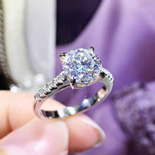 Anillo de oro blanco de 9K, 1ct, 2ct, 3ct, joyería clásica de lujo de moissanita, anillo de aniversario de compromiso romántico 2024 - compra barato