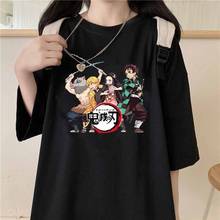 Anime Demon Slayer 2021 summer new short-sleeved shirt female Harajuku couple half-sleeved five-point sleeve ins tide T-shirt 2024 - buy cheap